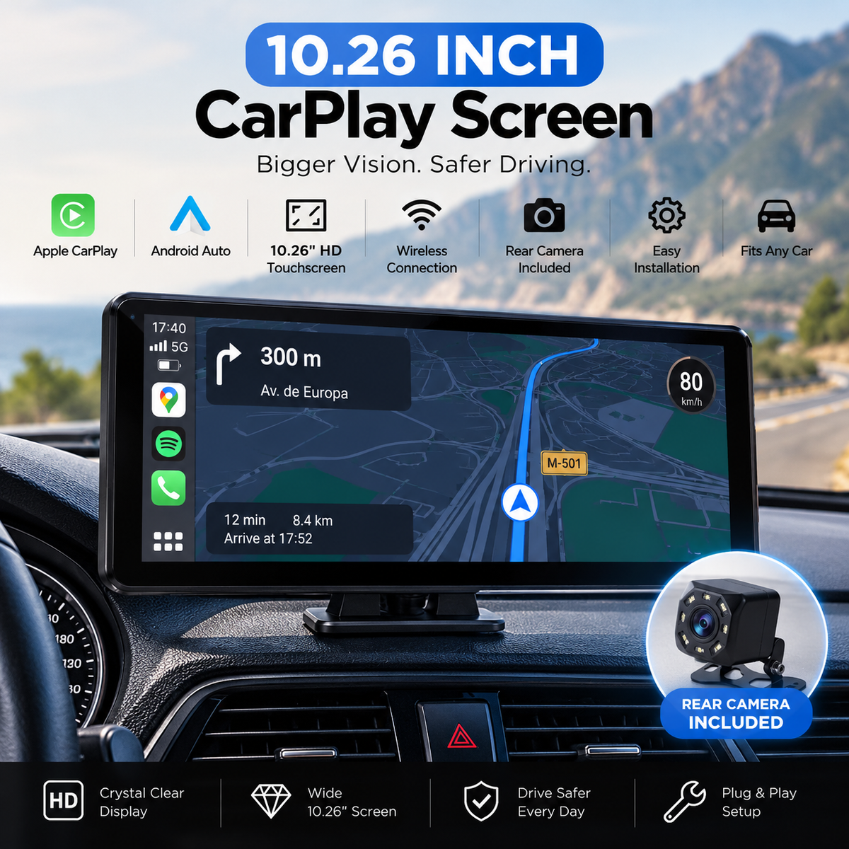 Wireless CarPlay Display